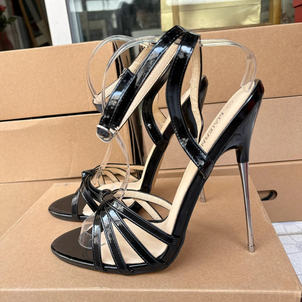 16CM Super High Heels Black Sandals - Y2K Fashion Sexy Pumps for Grunge & Coquette Aesthetic