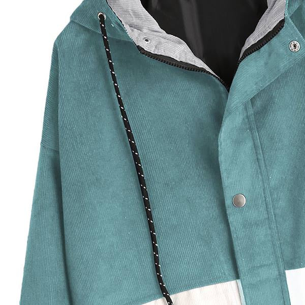 90s Grunge Y2K Corduroy Hooded Jacket - Comfy Vintage Aesthetic Outerwear for Trendy Looks