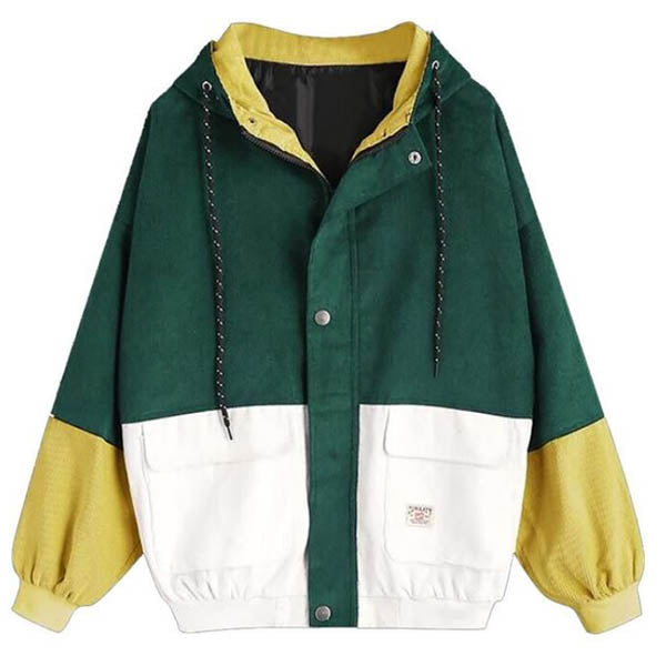 90s Grunge Y2K Corduroy Hooded Jacket - Comfy Vintage Aesthetic Outerwear for Trendy Looks
