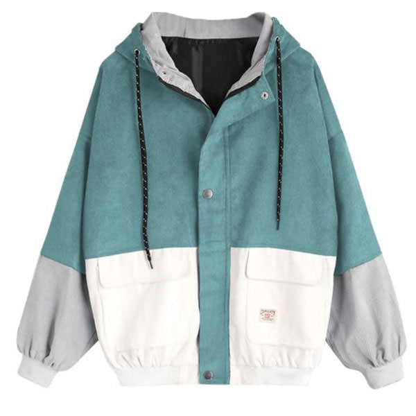 90s Grunge Y2K Corduroy Hooded Jacket - Comfy Vintage Aesthetic Outerwear for Trendy Looks