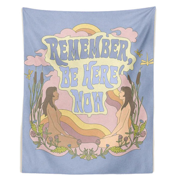 Be Here Now Indie Room Tapestry - Y2K Aesthetic Wall Art for Cozy Spaces