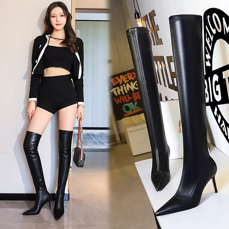 Chic Y2K Over-the-Knee Boots in Quality Leather - Perfect for Grunge & Coquette Aesthetic