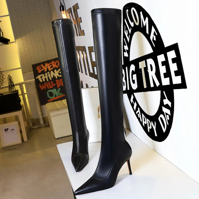 Chic Y2K Over-the-Knee Boots in Quality Leather - Perfect for Grunge & Coquette Aesthetic