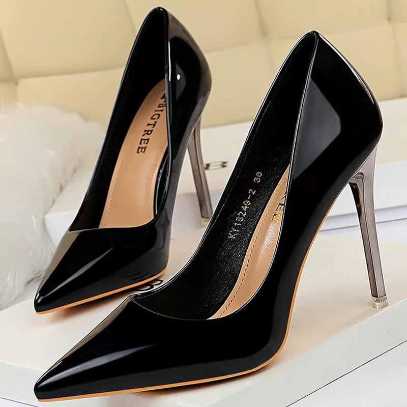 Chic Y2K Patent Leather Pumps - Sexy High Heels for Grunge Aesthetic & Coquette Style