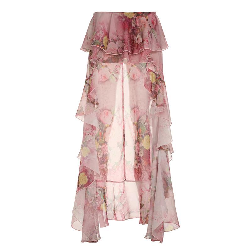 Chiffon Flower Print Ruffle Maxi Skirt - Y2K Aesthetic, Coquette Style, Cute & Comfy