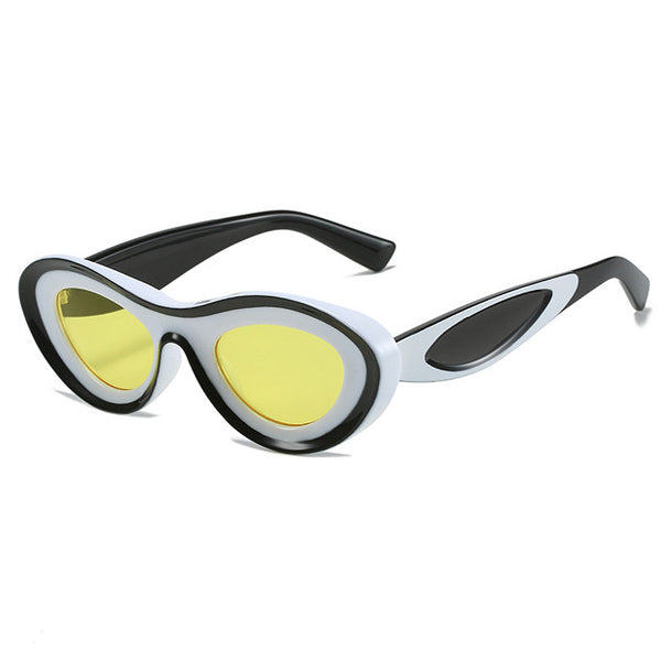 Colorblock Y2K Sunglasses - Retro Aesthetic Shades for Grunge, Coquette, and Vintage Styles