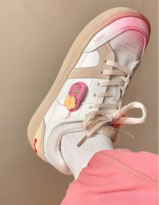 Cottagecore Aesthetic Crochet Detail Sneakers for Y2K Fashion Lovers