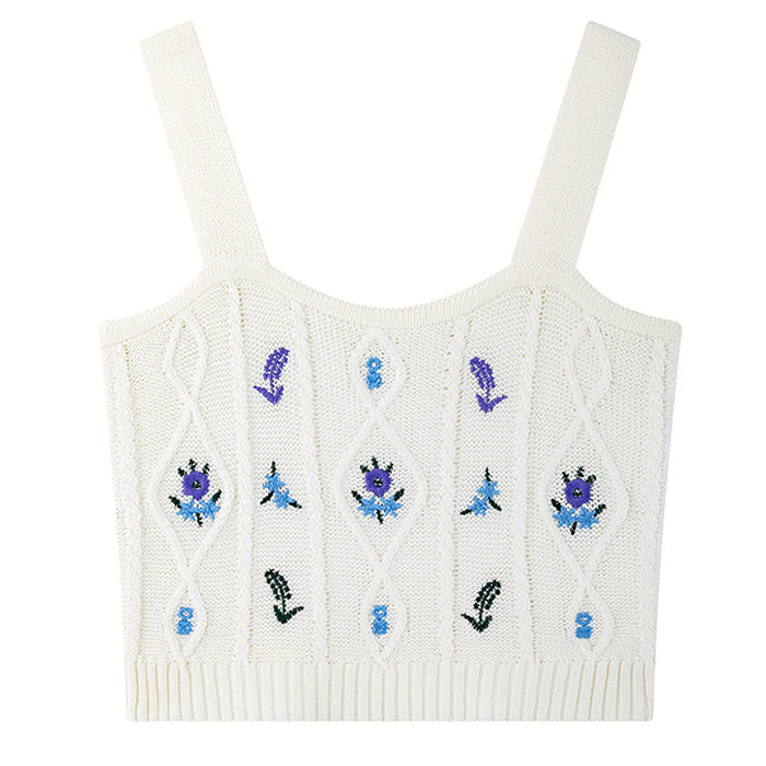 Cottagecore Aesthetic Knit Tank Top - Y2K Fashion Cute Crop Top for Cozy Fall Vibes