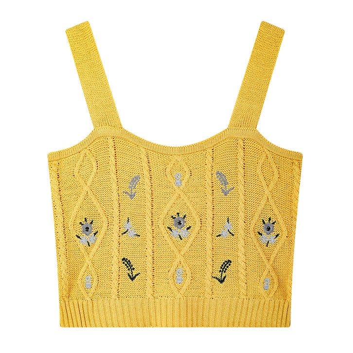 Cottagecore Aesthetic Knit Tank Top - Y2K Fashion Cute Crop Top for Cozy Fall Vibes