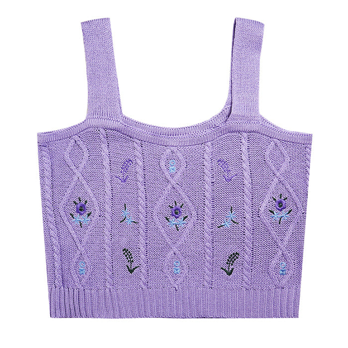Cottagecore Aesthetic Knit Tank Top - Y2K Fashion Cute Crop Top for Cozy Fall Vibes