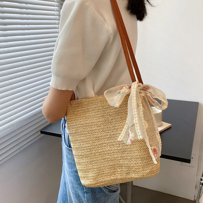 Cottagecore Aesthetic Straw Bag - Vintage Boho Style for Y2K Fashion Lovers