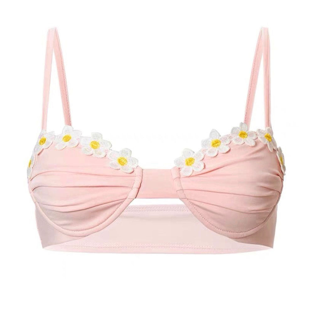 Cottagecore Daisy Bralette Top | Y2K Aesthetic Cute Crop Top for Grunge & Coquette Styles