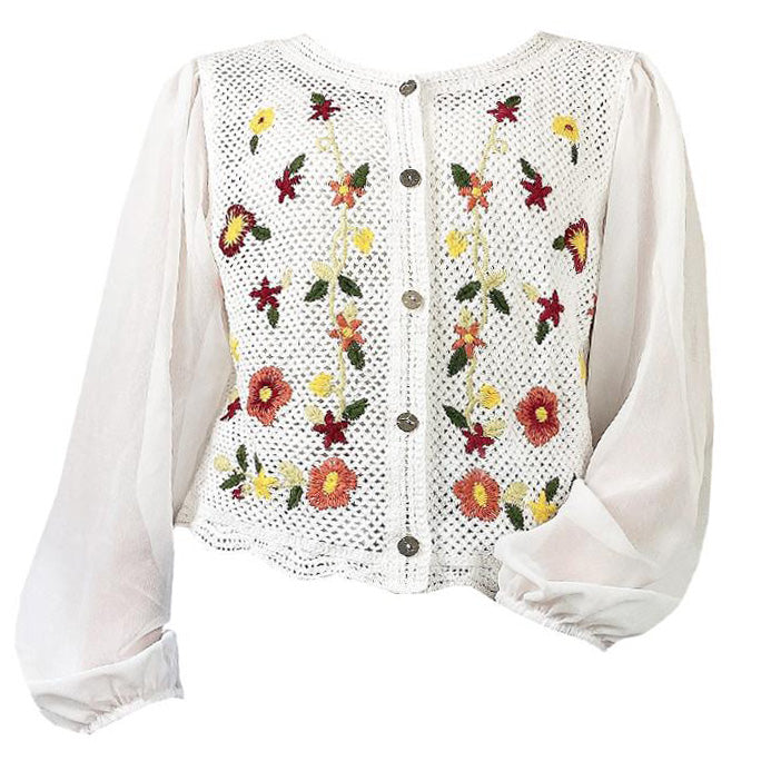 Cottagecore Floral Cardigan - Y2K Aesthetic Cozy Layering Piece for Vintage Style Lovers