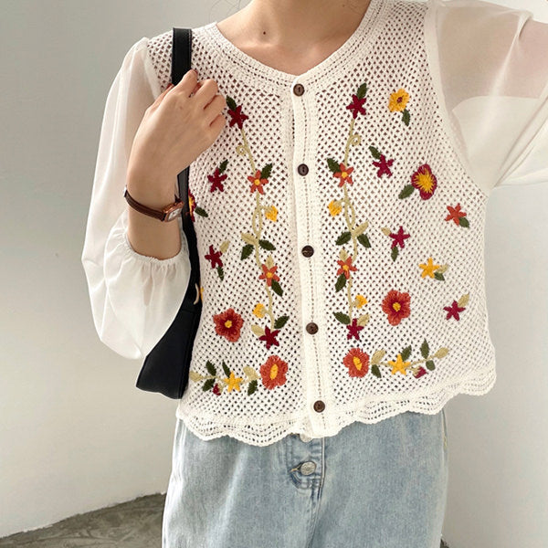 Cottagecore Floral Cardigan - Y2K Aesthetic Cozy Layering Piece for Vintage Style Lovers