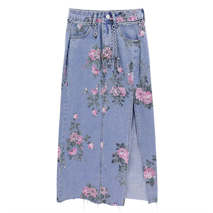 Cottagecore Floral Denim Skirt - Y2K Aesthetic, Grunge Style, Cute & Comfy Fashion