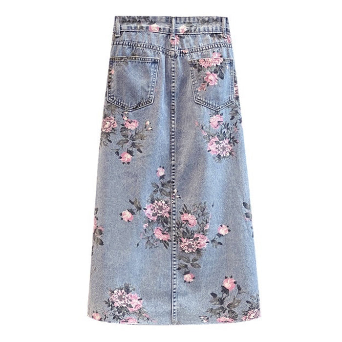 Cottagecore Floral Denim Skirt - Y2K Aesthetic, Grunge Style, Cute & Comfy Fashion