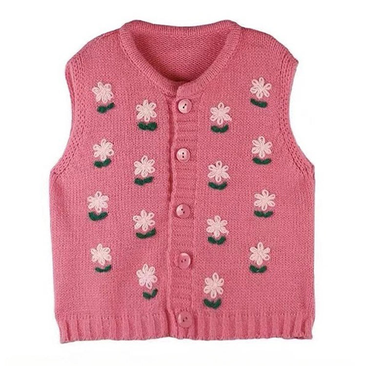 Cottagecore Floral Embroidered Knit Vest - Y2K Aesthetic Layering Piece for Cozy Outfits