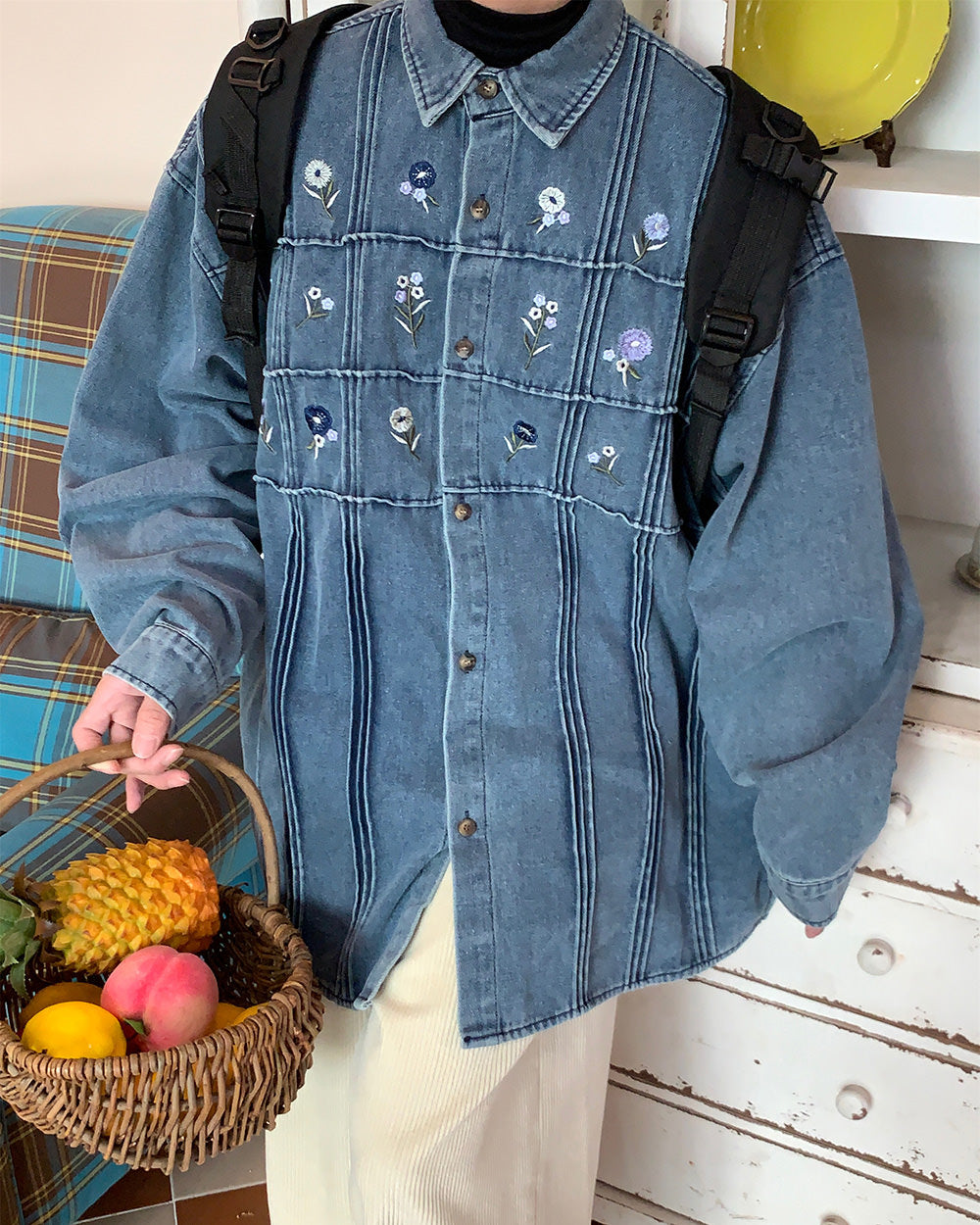 Cottagecore Floral Embroidery Denim Jacket - Y2K Aesthetic Grunge Style Outerwear