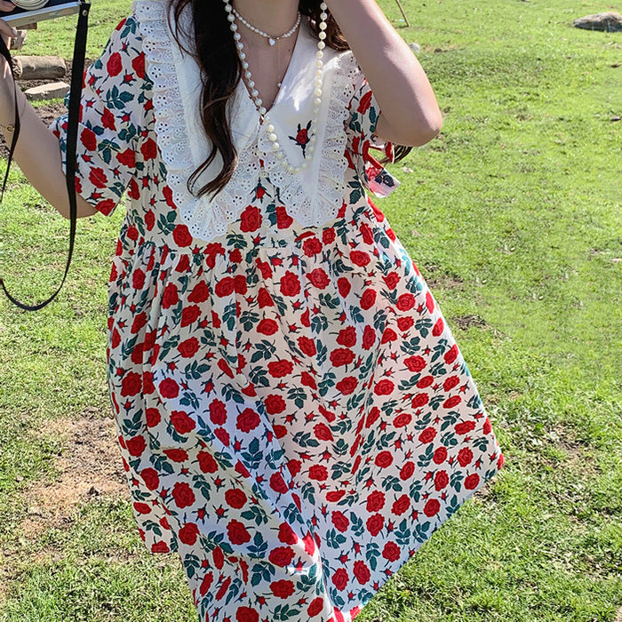 Cottagecore Oversized Collar Dress | Y2K Aesthetic, Grunge Style, Cute Vintage Fashion