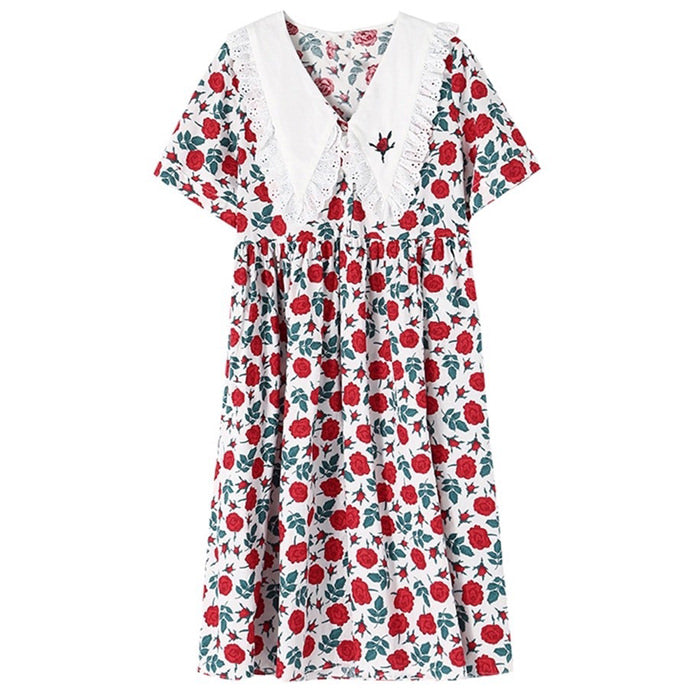 Cottagecore Oversized Collar Dress | Y2K Aesthetic, Grunge Style, Cute Vintage Fashion