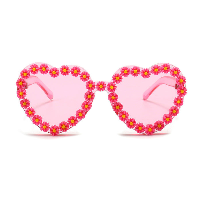 Daisy Heart Sunglasses - Y2K Aesthetic Cute Accessories for Coquette and Grunge Styles