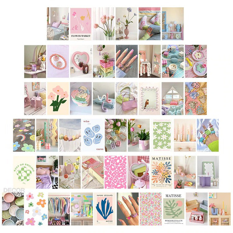 Danish Pastel Aesthetic Wall Collage Kit - Y2K Fashion, Cute Decor for Cozy Rooms