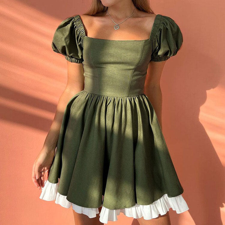 Fairycore Aesthetic Green Mini Dress | Y2K Fashion, Cute Tops, Cottagecore Style, Grunge Vibes