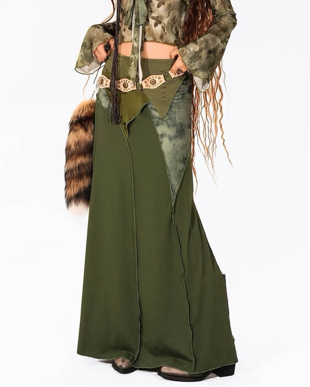 Fairycore Patchwork Maxi Skirt - Y2K Aesthetic, Grunge Style, Cute Boho Clothing, Vintage Vibes