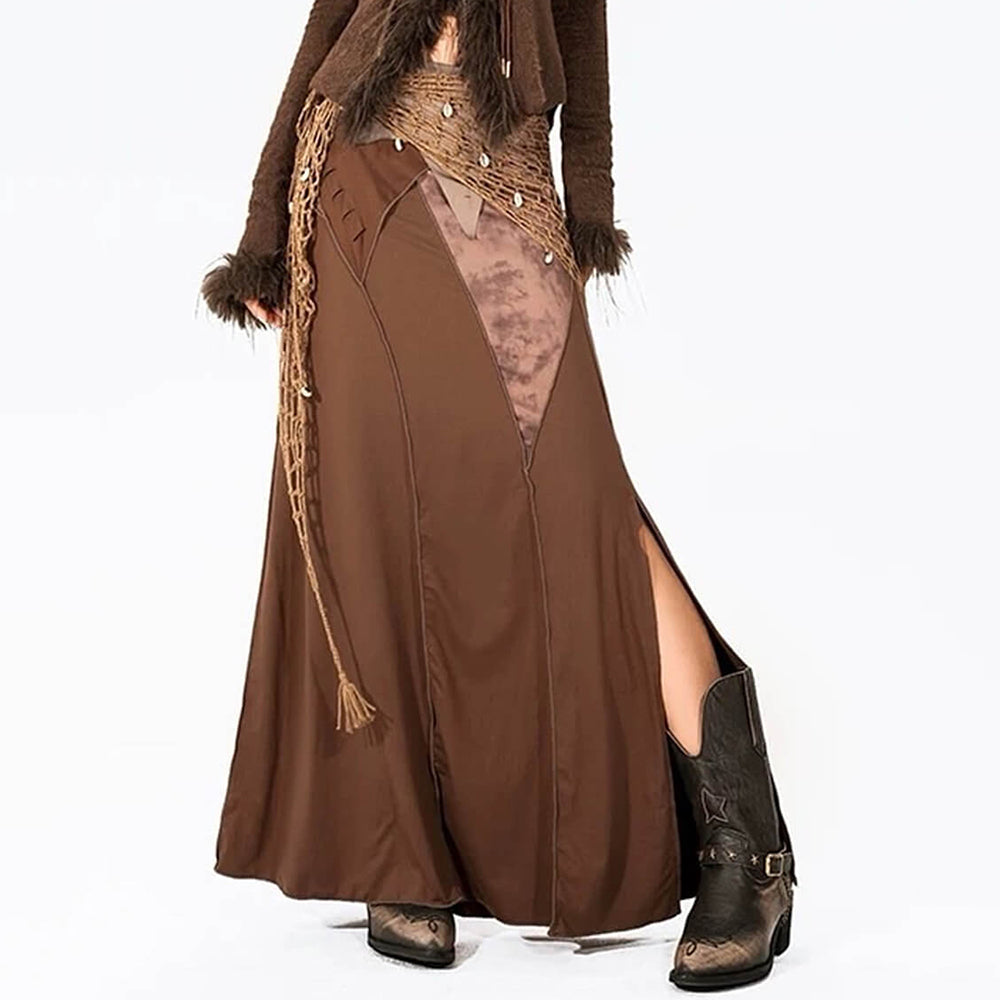 Fairycore Patchwork Maxi Skirt - Y2K Aesthetic, Grunge Style, Cute Boho Clothing, Vintage Vibes