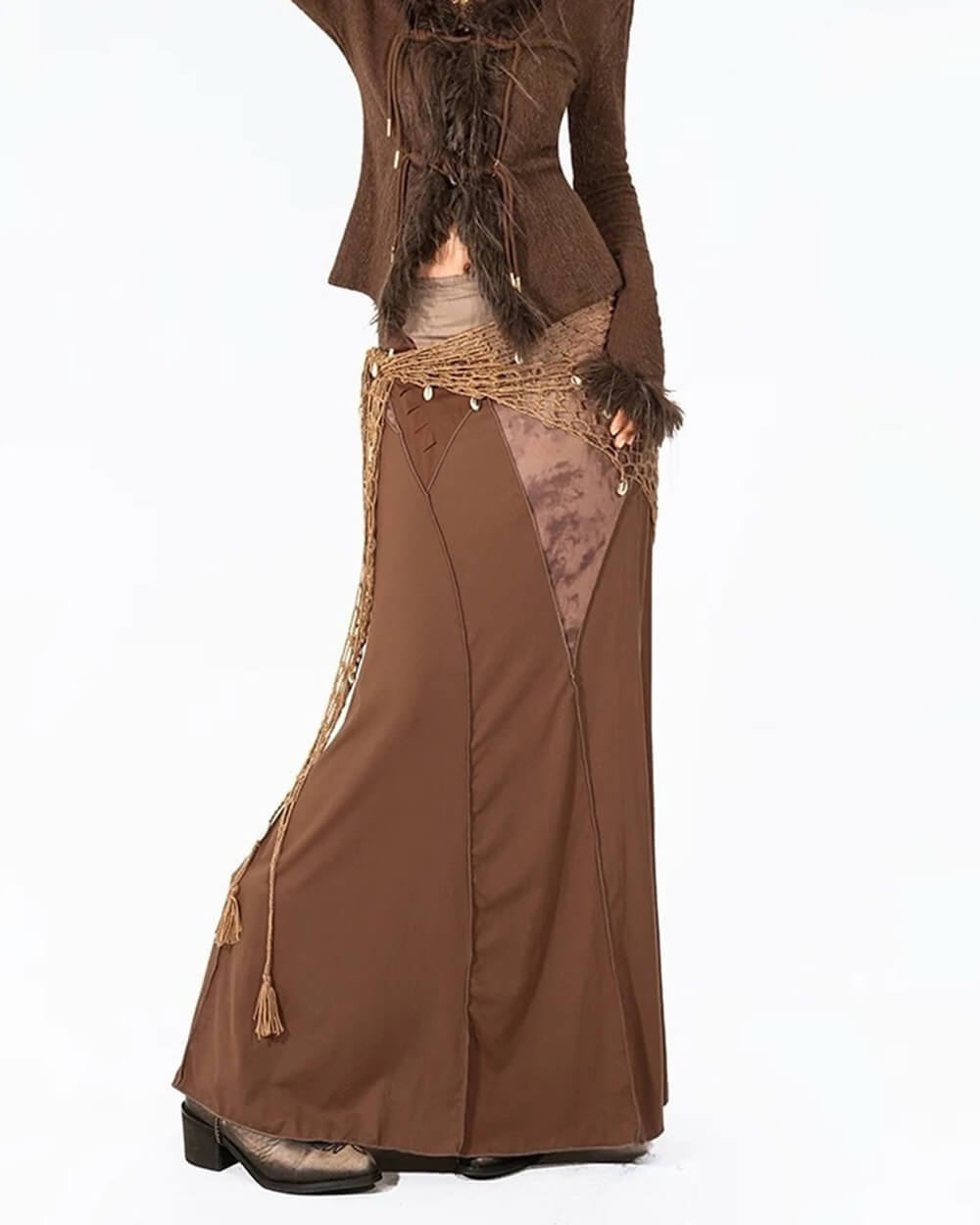 Fairycore Patchwork Maxi Skirt - Y2K Aesthetic, Grunge Style, Cute Boho Clothing, Vintage Vibes