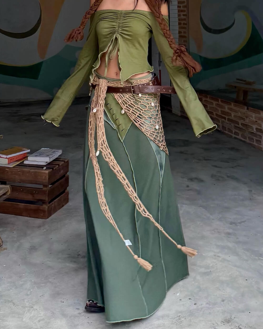 Fairycore Patchwork Maxi Skirt - Y2K Aesthetic, Grunge Style, Cute Boho Clothing, Vintage Vibes