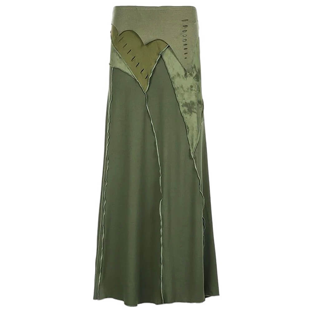 Fairycore Patchwork Maxi Skirt - Y2K Aesthetic, Grunge Style, Cute Boho Clothing, Vintage Vibes