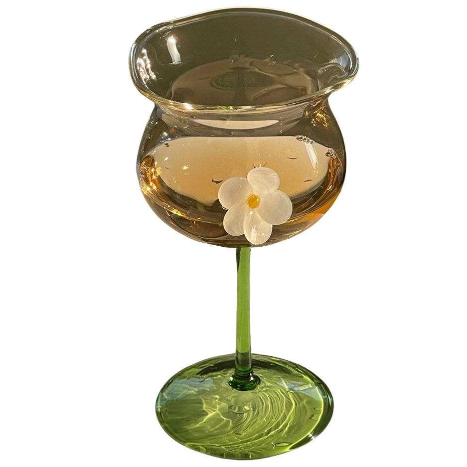 Flower-Designed Asymmetric Aesthetic Glass - Y2K Fashion & Coquette Style Decor
