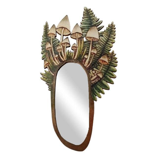 Forest Mushroom Wooden Mirror - Y2K Aesthetic Decor for Cozy Cottagecore Rooms