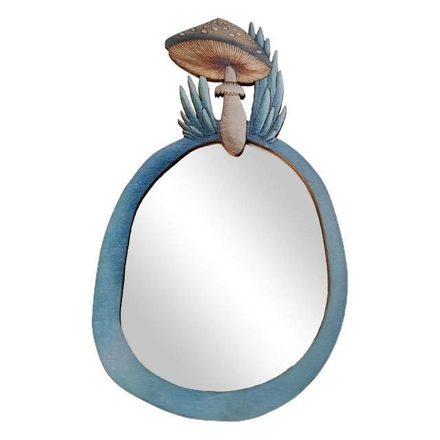 Forest Mushroom Wooden Mirror - Y2K Aesthetic Decor for Cozy Cottagecore Rooms