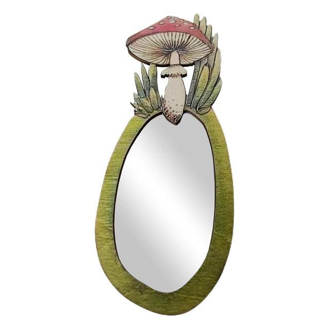 Forest Mushroom Wooden Mirror - Y2K Aesthetic Decor for Cozy Cottagecore Rooms