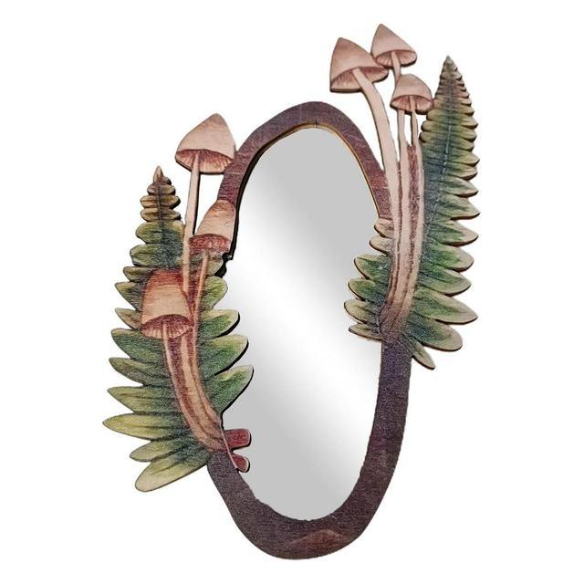 Forest Mushroom Wooden Mirror - Y2K Aesthetic Decor for Cozy Cottagecore Rooms
