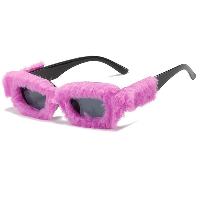 Fuzzy Sunglasses for Y2K Fashion Lovers - Cute Aesthetic Accessory for Grunge & Coquette Styles