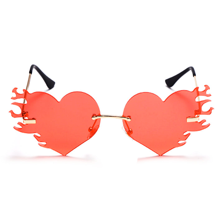 Heart Flame Glasses - Y2K Aesthetic Accessories for Cute Outfits & Grunge Style