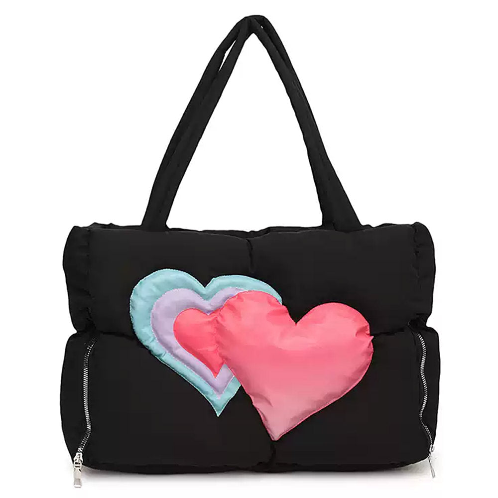 Heart Puffer Handbag: Y2K Fashion Essential for Coquette Aesthetic & Grunge Style Lovers