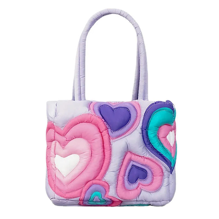 Heart Puffer Shoulder Bag - Y2K Aesthetic, Cute & Comfy for Coquette and Grunge Styles