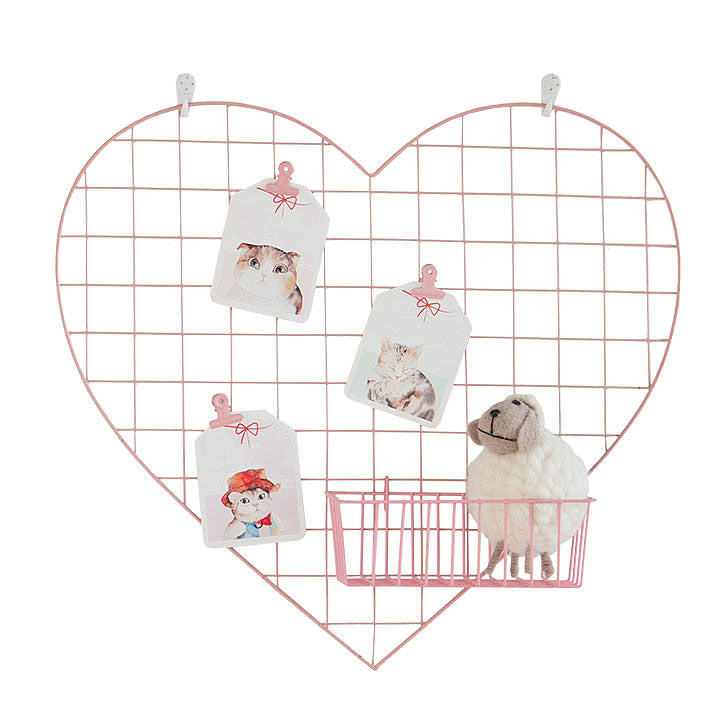 Heart-Shaped Grid Wall Organizer for Aesthetic Room Decor - Y2K, Coquette, and Grunge Styles