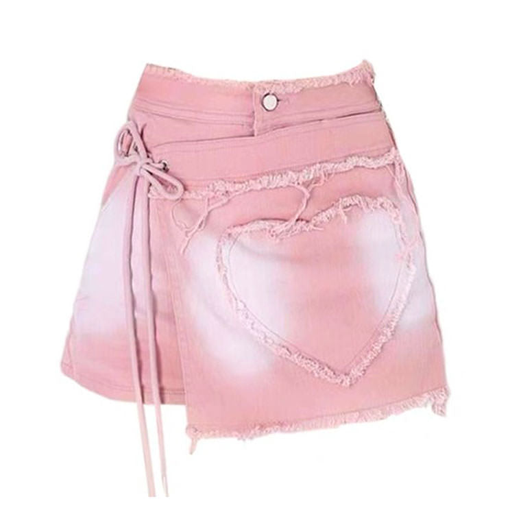 Heart Stealer Y2K Wrap Skort - Cute Pastel Goth & Coquette Aesthetic for Effortless Style