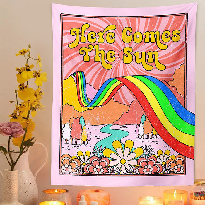 Here Comes The Sun Tapestry - Y2K Aesthetic Wall Art for Cozy Cottagecore Vibes
