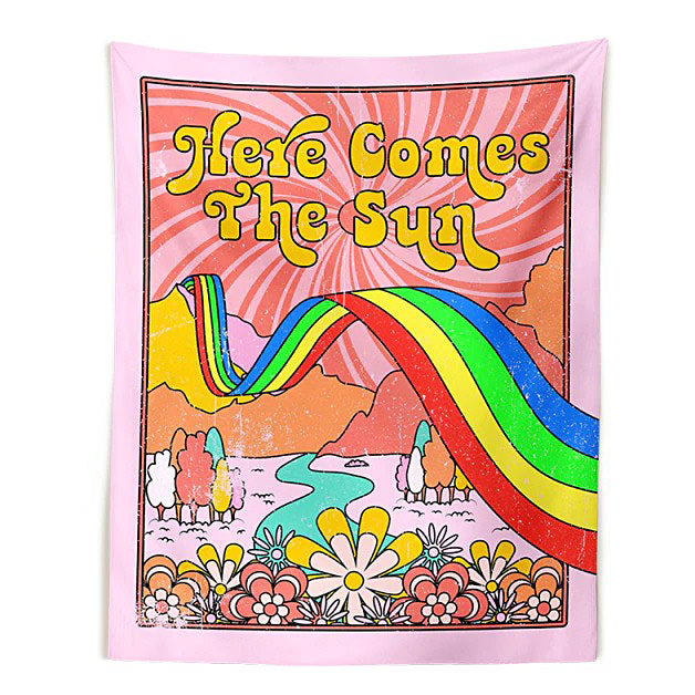 Here Comes The Sun Tapestry - Y2K Aesthetic Wall Art for Cozy Cottagecore Vibes
