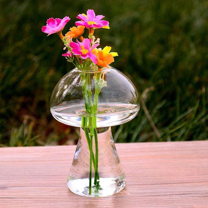 Mushroom Shaped Glass Vase for Aesthetic Decor - Y2K, Coquette, and Grunge Styles