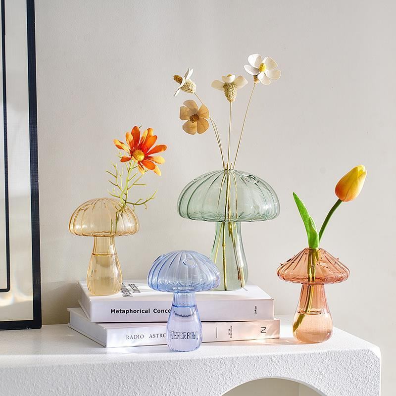 Nordic Mushroom Glass Vase - Vintage Aesthetic Decor for Cottagecore and Y2K Style