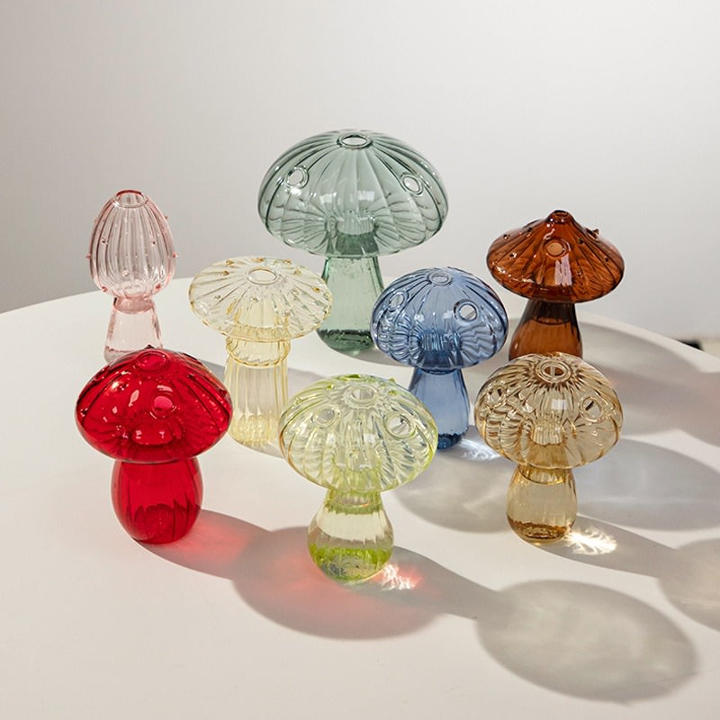 Nordic Mushroom Glass Vase - Vintage Aesthetic Decor for Cottagecore and Y2K Style