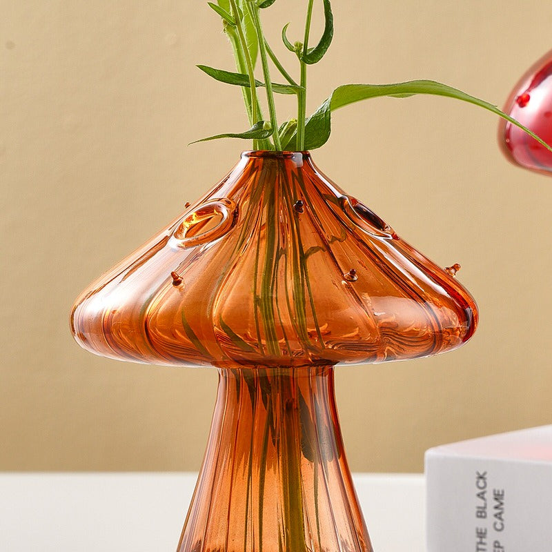 Nordic Mushroom Glass Vase - Vintage Aesthetic Decor for Cottagecore and Y2K Style