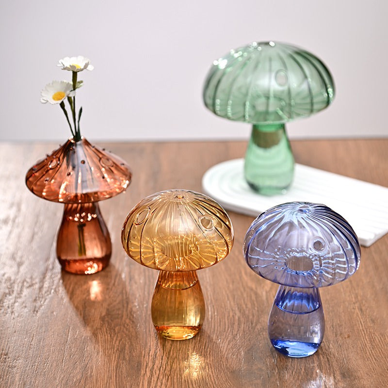 Nordic Mushroom Glass Vase - Vintage Aesthetic Decor for Cottagecore and Y2K Style